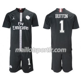 Maillot de Foot Paris Saint Germain Buffon 1 Jordan Noir Enfant Troisieme 2018/19